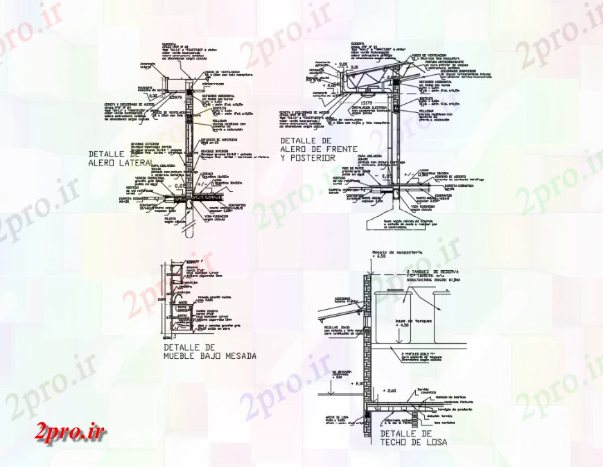 دانلود نقشه طراحی جزئیات ساختار جزئیات حمل پرچم با کاشی و جلو و  EAVE تماس طراحی جزئیات  (کد136493)