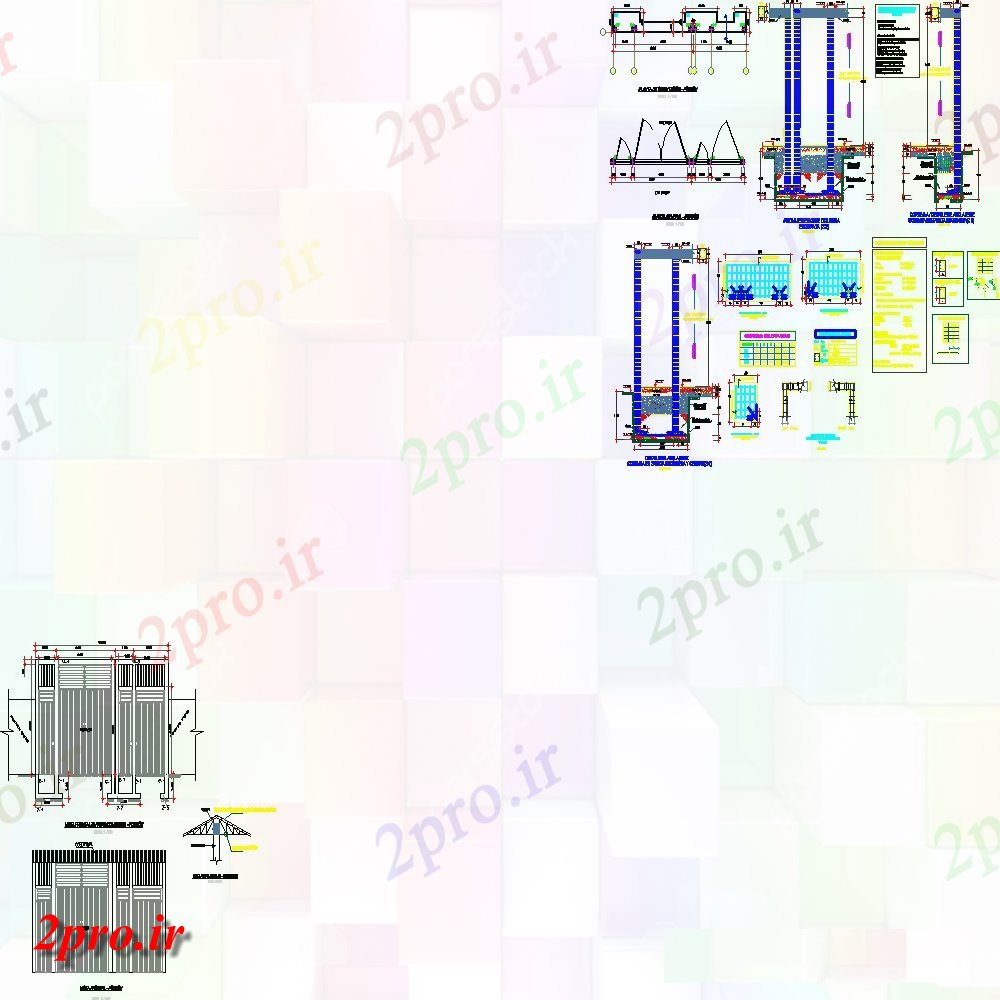 دانلود نقشه طراحی جزئیات تقویت کننده طرحی دروازه دسترسی بندر با رسم جزئیات ستون در  (کد136504)