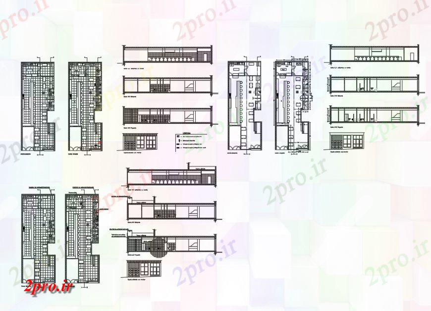 دانلود نقشه هتل - رستوران - اقامتگاه کافه تریا Farrario و رستوران با بوفه پروژه معماری 9 در 23 متر (کد136517)