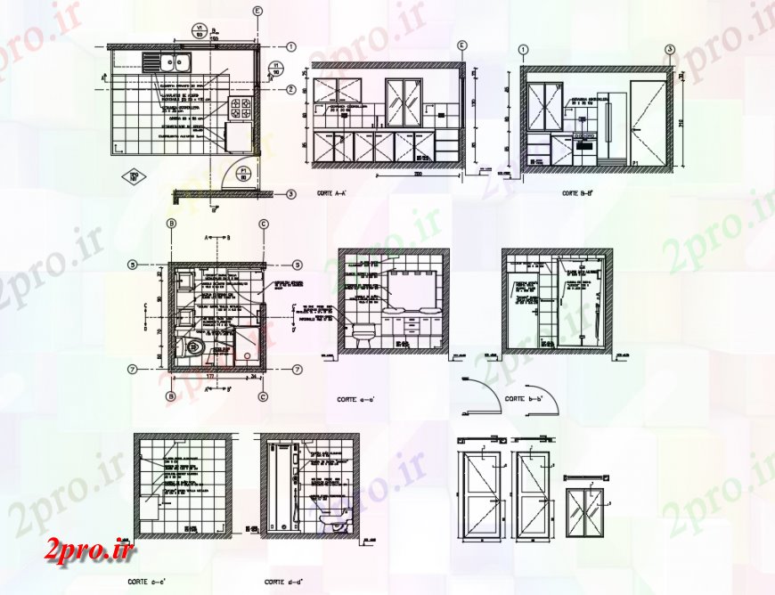 دانلود نقشه حمام مستر توالت و حمام از بخش خانه و نصب و راه اندازی جزئیات 8 در 10 متر (کد136520)