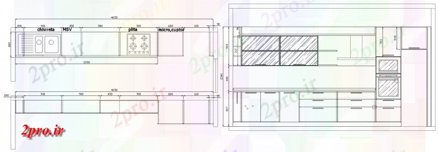 دانلود نقشه آشپزخانه پلت فرم آشپزخانه کار طراحی جزئیات  (کد136546)