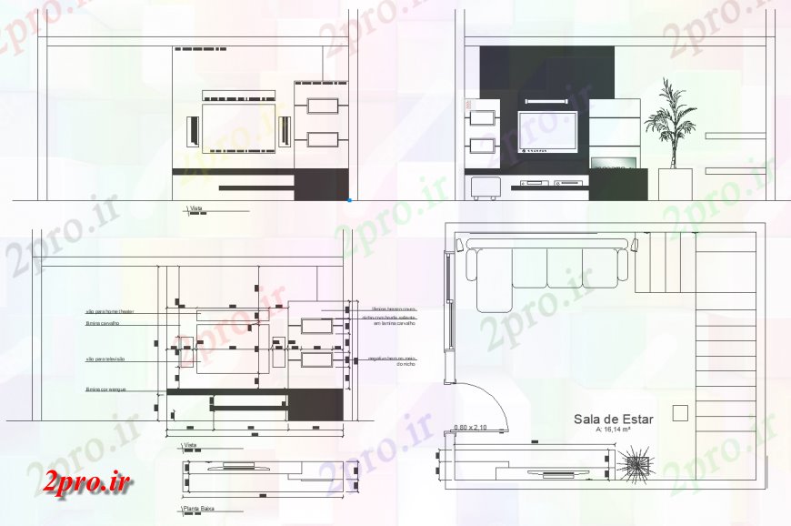 دانلود نقشه طراحی و مبلمان اتاقزندگی داخلی اتاق کار طراحی  (کد136549)