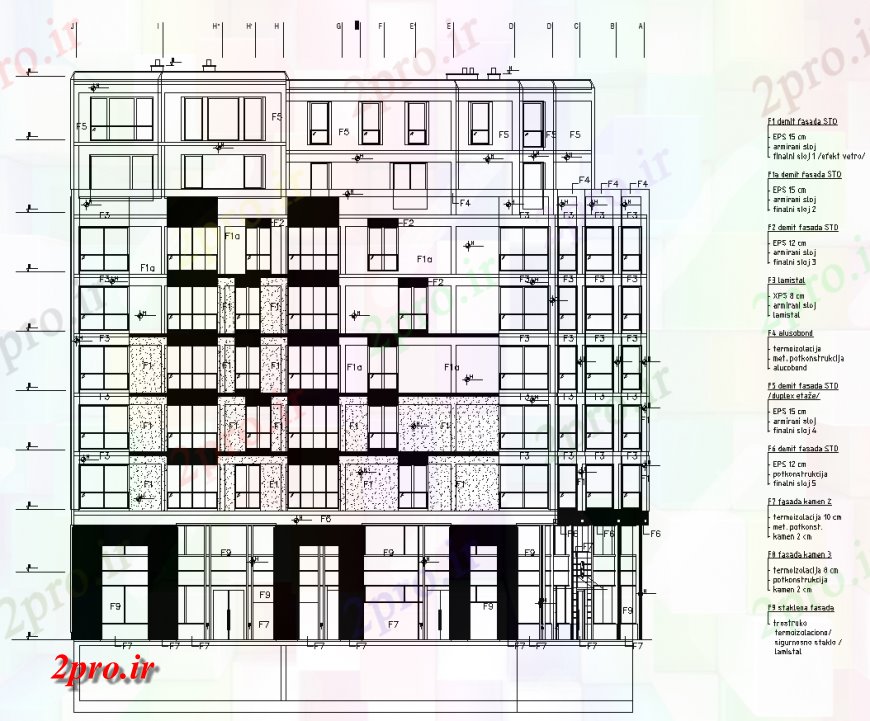 دانلود نقشه مسکونی ، ویلایی ، آپارتمان چند ساخت نما طراحی 21 در 71 متر (کد136553)