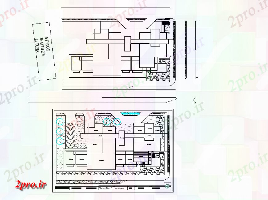 دانلود نقشه ساختمان دولتی ، سازمانی کلینیک برنامه ریزی جزئیات 38 در 76 متر (کد136564)