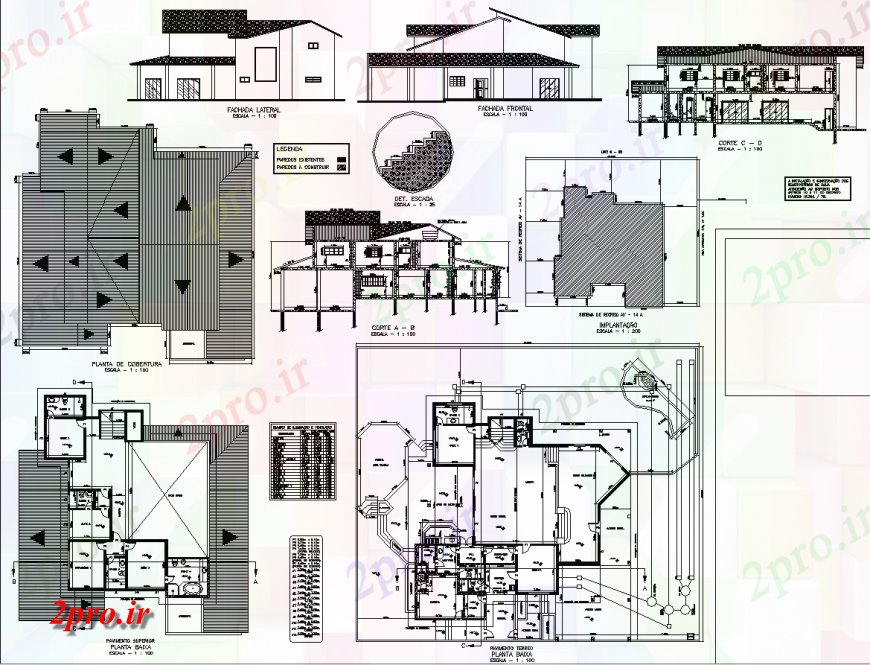 دانلود نقشه مسکونی ، ویلایی ، آپارتمان ویلایی کار طراحی 22 در 23 متر (کد136624)