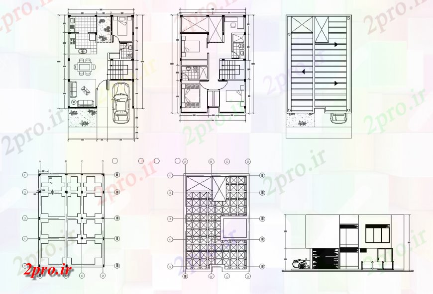 دانلود نقشه مسکونی  ، ویلایی ، آپارتمان  طرحی اصلی و نما جزئیات (کد136625)