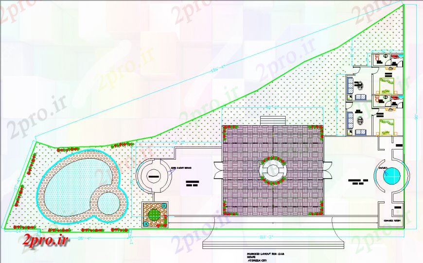 دانلود نقشه هتل - رستوران - اقامتگاه طرحی سایت کلبه طراحی 13 در 15 متر (کد136662)