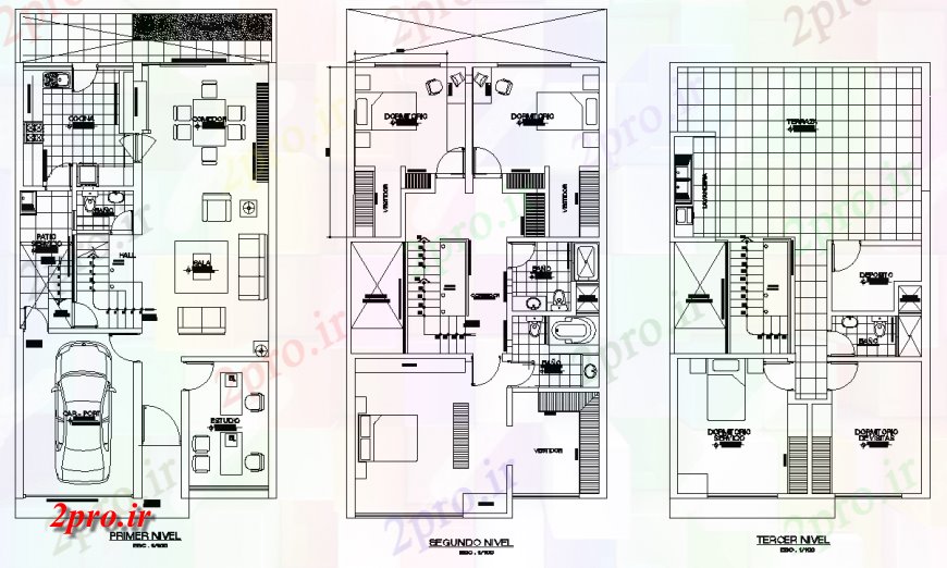 دانلود نقشه مسکونی  ، ویلایی ، آپارتمان  طراحی خانه جدا  (کد136664)