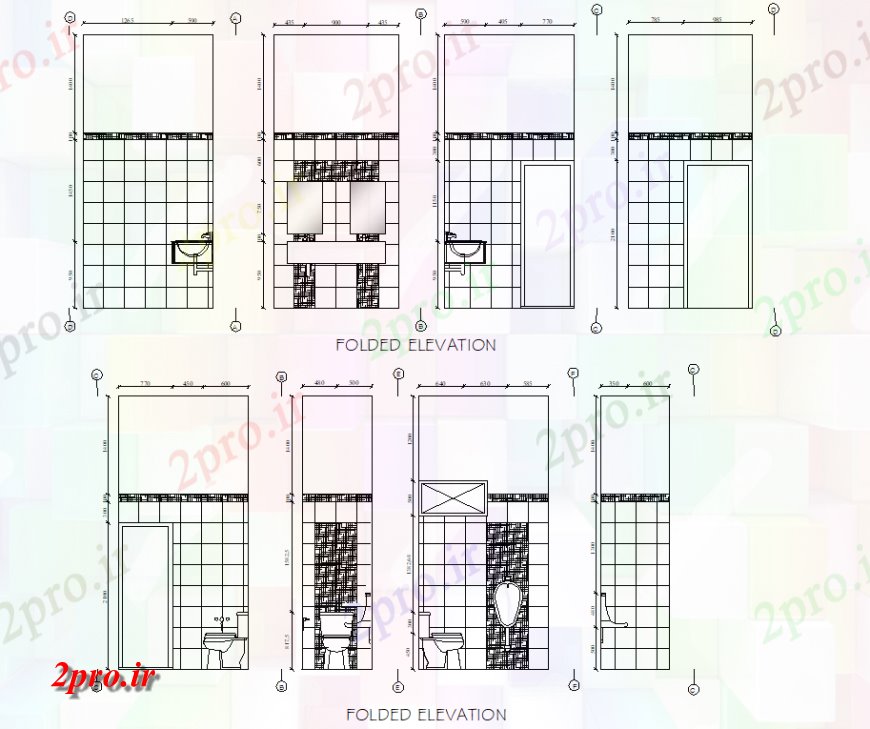 دانلود نقشه ساختمان اداری - تجاری - صنعتی نما خورده طرحی مرکز خرید 4 در 5 متر (کد136680)