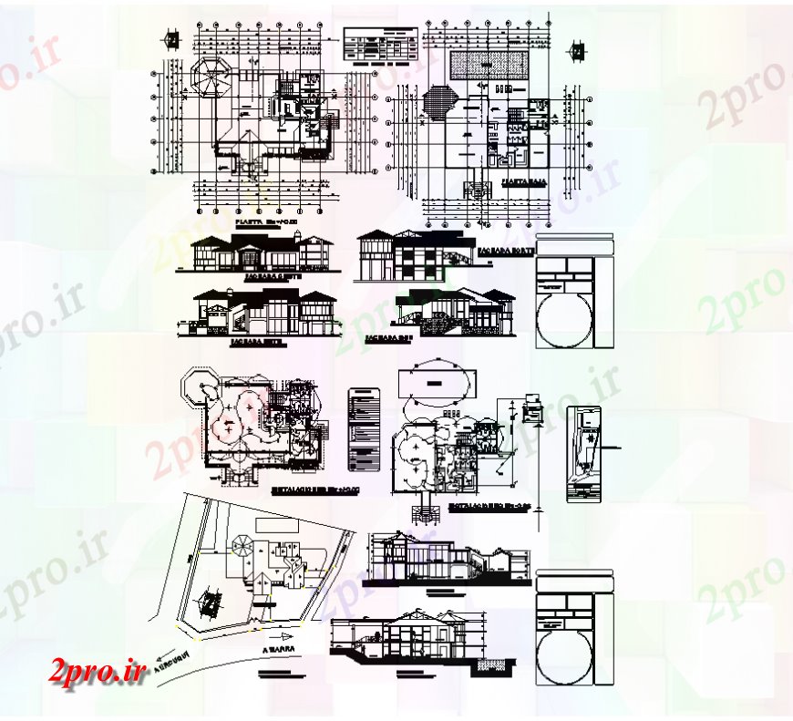 دانلود نقشه ساختمان اداری - تجاری - صنعتی دفتر گردشگری نما جزئیات پیچیده و طرحی دو بعدی 13 در 20 متر (کد136686)