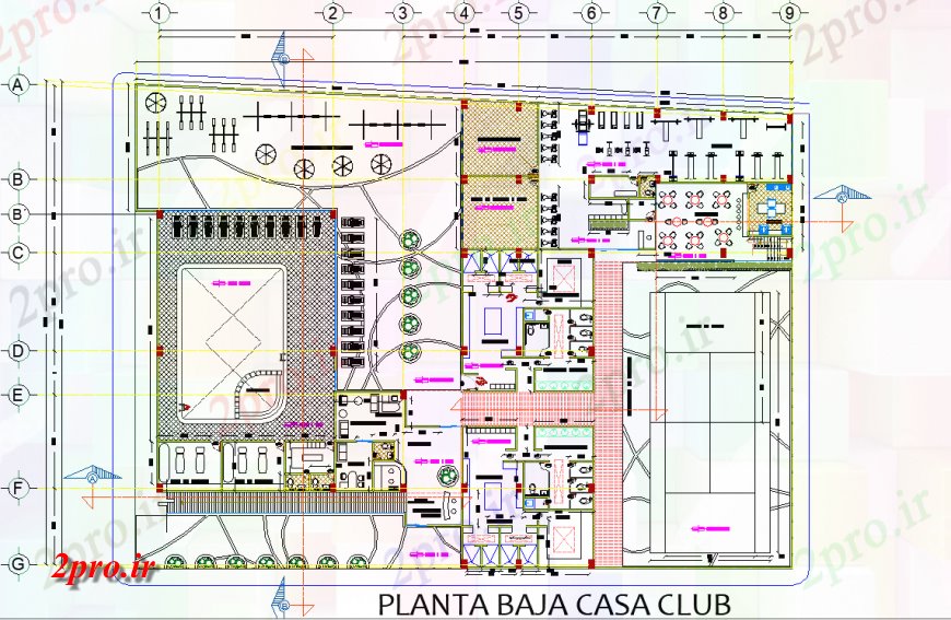 دانلود نقشه هتل - رستوران - اقامتگاه  طراحی ارائه باشگاه کاسا  (کد136694)
