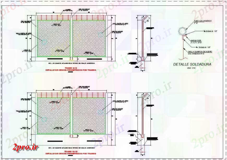 دانلود نقشه جزئیات طراحی در و پنجره  جزئیات درب نشیمن (اصلی DETALLE DE PUERTA DE INGRESO) (کد136723)