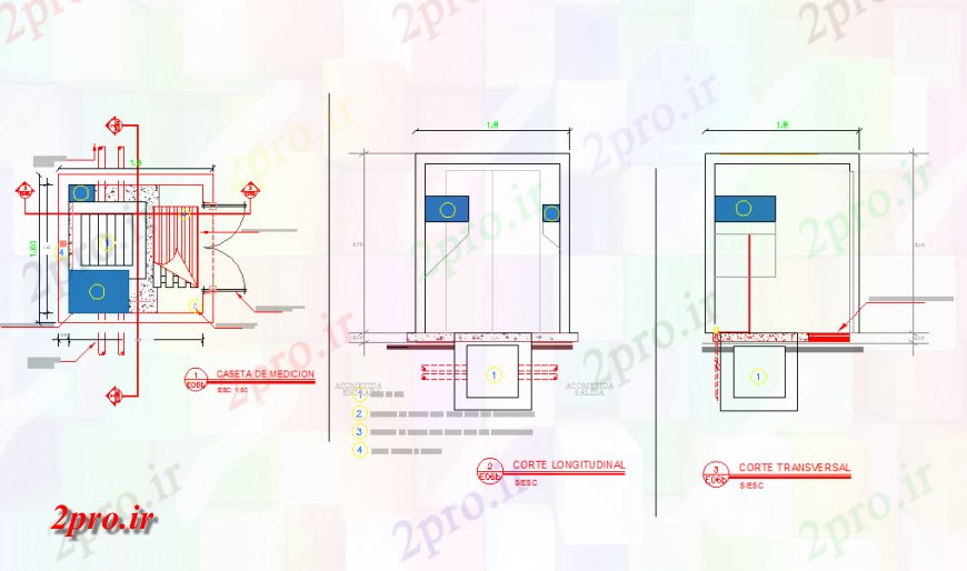 دانلود نقشه طراحی جزئیات ساختار ساختار جعبه از 180 X 180 X 210 متر (کد136735)