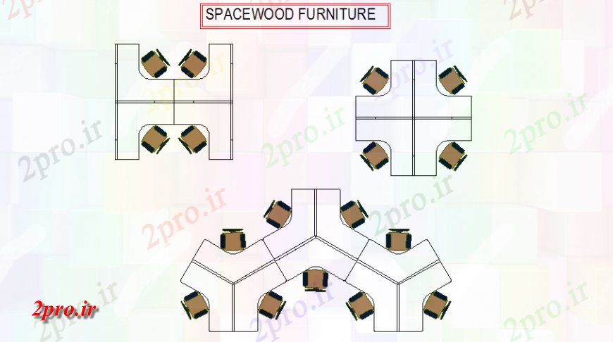 دانلود نقشه بلوک مبلمان فضا-چوب میز اداری چوبی بلوک های مبلمان  (کد136754)