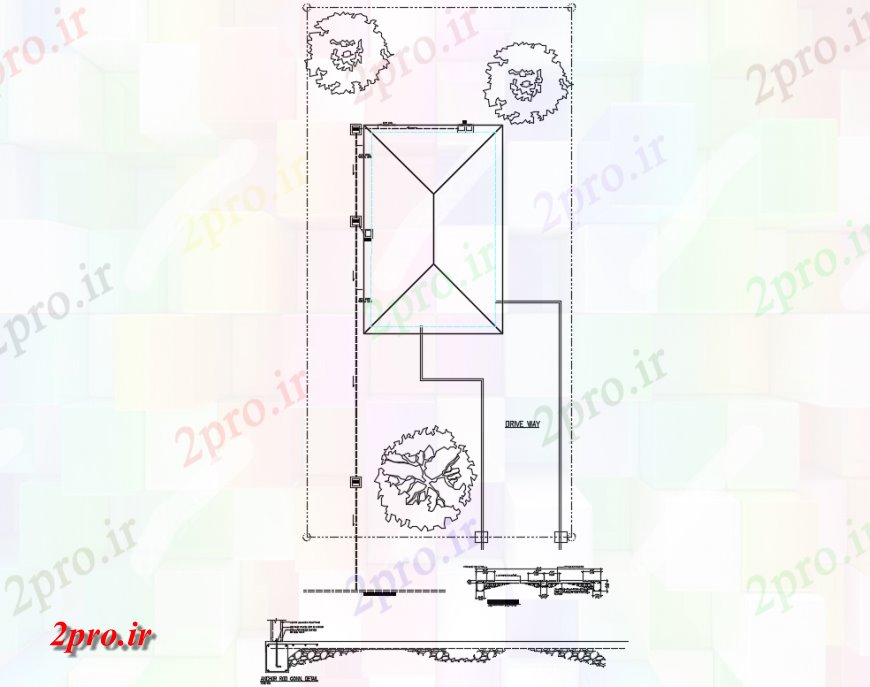 دانلود نقشه مسکونی  ، ویلایی ، آپارتمان  جزئیات طرحی سایت از دو اتاق خواب  خانه طراحی جزئیات  (کد136774)