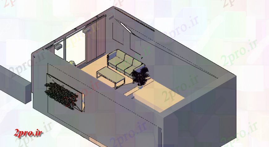 دانلود نقشه اتاق نشیمن  ، حال ، پذیرایی  طراحی نمای بالای سالن پذیرایی با مبلمان  (کد136780)