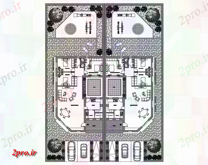 دانلود نقشه مسکونی ، ویلایی ، آپارتمان چند خانواده ساختمان مسکونی طرحی ساختار طرحی 18 در 24 متر (کد136786)