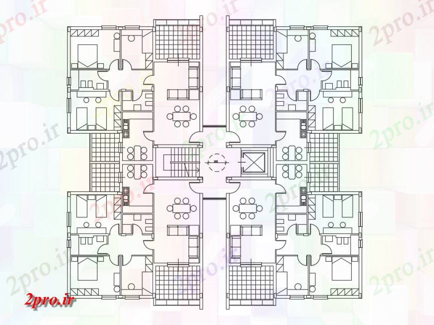 دانلود نقشه مسکونی  ، ویلایی ، آپارتمان  چند خانواده ساختمان مسکونی طرحی آپارتمان   طرحی  (کد136802)