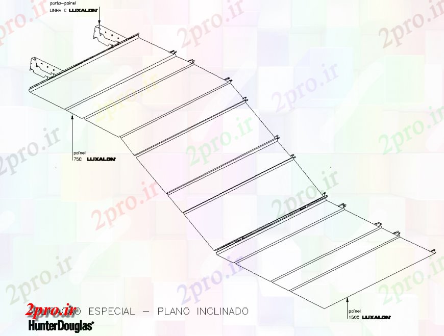 دانلود نقشه طراحی اتوکد پایه کاذب فلزی سقف تمایل شکارچی کارخانه داگلاس طرحی جزئیات (کد136813)