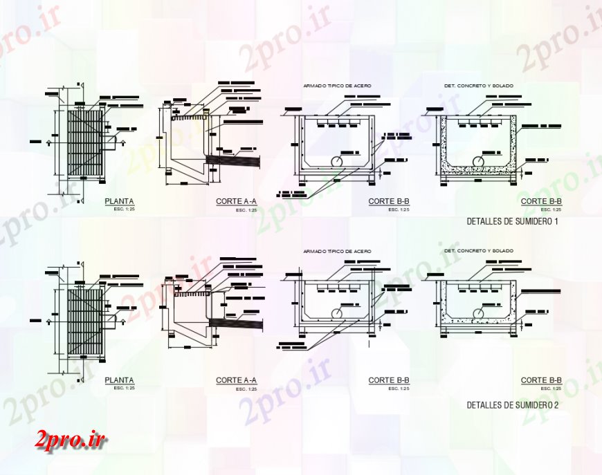 دانلود نقشه طراحی جزئیات ساختار Sumpers ساختار سازنده با  بتن طراحی جزئیات  (کد136869)