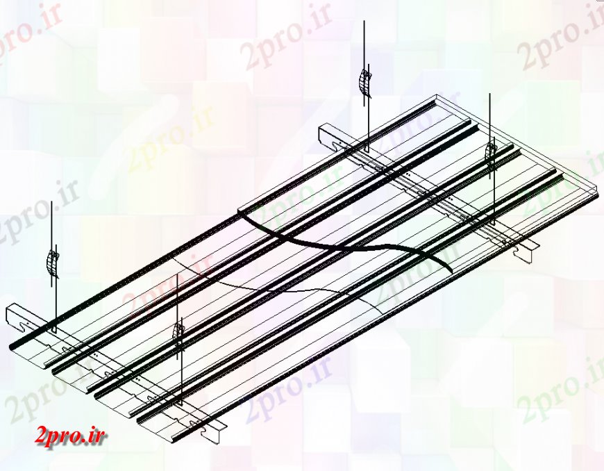 دانلود نقشه جزئیات پله و راه پله  سقف فلزی نمای ایزومتریک  طراحی (کد136870)