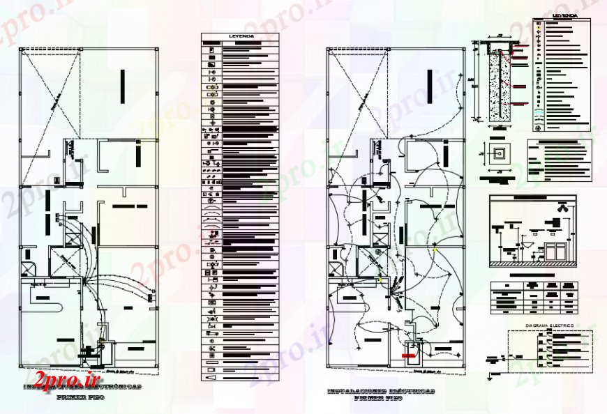 دانلود نقشه طراحی داخلی برق جزئیات بالای صفحه  طرحی جزئیات (کد136885)