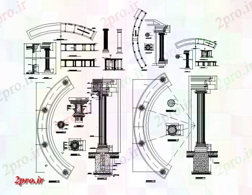 دانلود نقشه بلوک ، آرام ، نماد ستون جزئیات اروپا،  (کد136935)