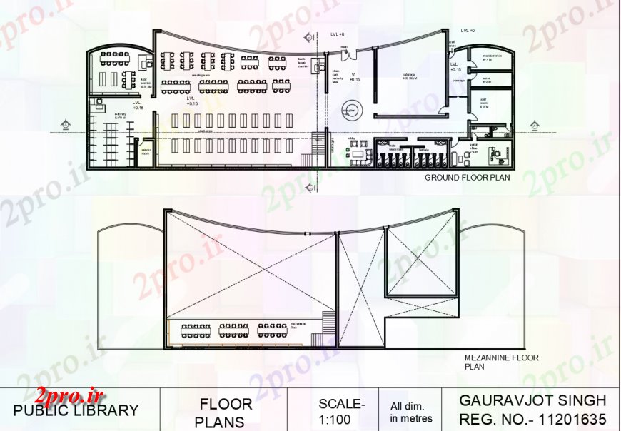 دانلود نقشه ساختمان دولتی ، سازمانی عمومی طرحی طبقه کتابخانه طراحی اتوکد 11 در 39 متر (کد136942)
