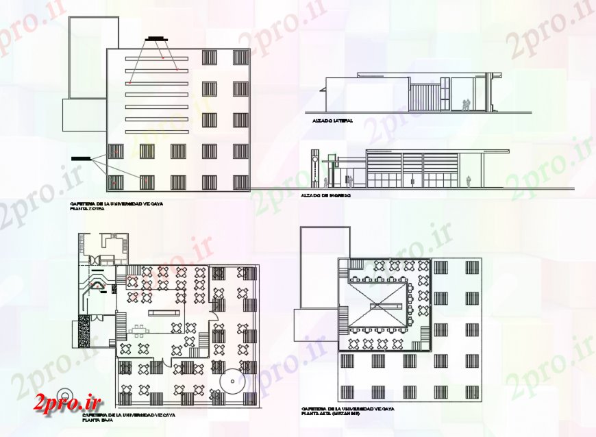 دانلود نقشه هتل - رستوران - اقامتگاه انگور کافی شاپ با نما رستوران، بخش و طراحی جزئیات 23 در 29 متر (کد136987)