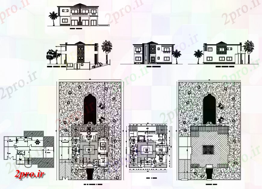 دانلود نقشه مسکونی  ، ویلایی ، آپارتمان  ویلایی طرحی ساختمان جزئیات ساختار و نما دو بعدی   (کد136997)