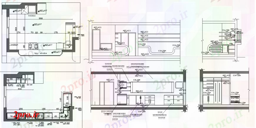 دانلود نقشه آشپزخانه بخش آشپزخانه و طراحی داخلی  (کد137005)