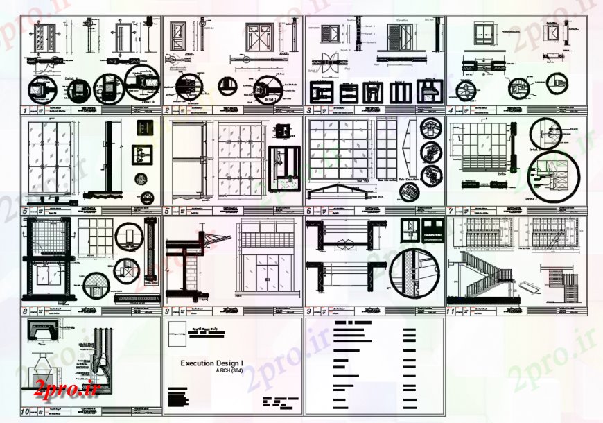 دانلود نقشه طراحی جزئیات ساختار اجرای جزئیات نمونه کارها پنجره ها و درها ساختار  جزئیات (کد137031)