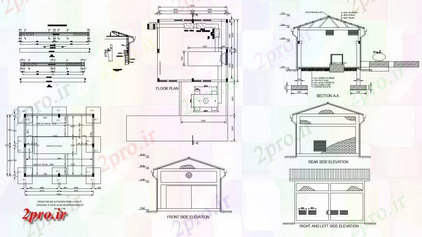 دانلود نقشه طراحی جزئیات ساختار طرحی جزئیات ساختار پرتو و طرحی مقطعی 7 در 8 متر (کد137051)