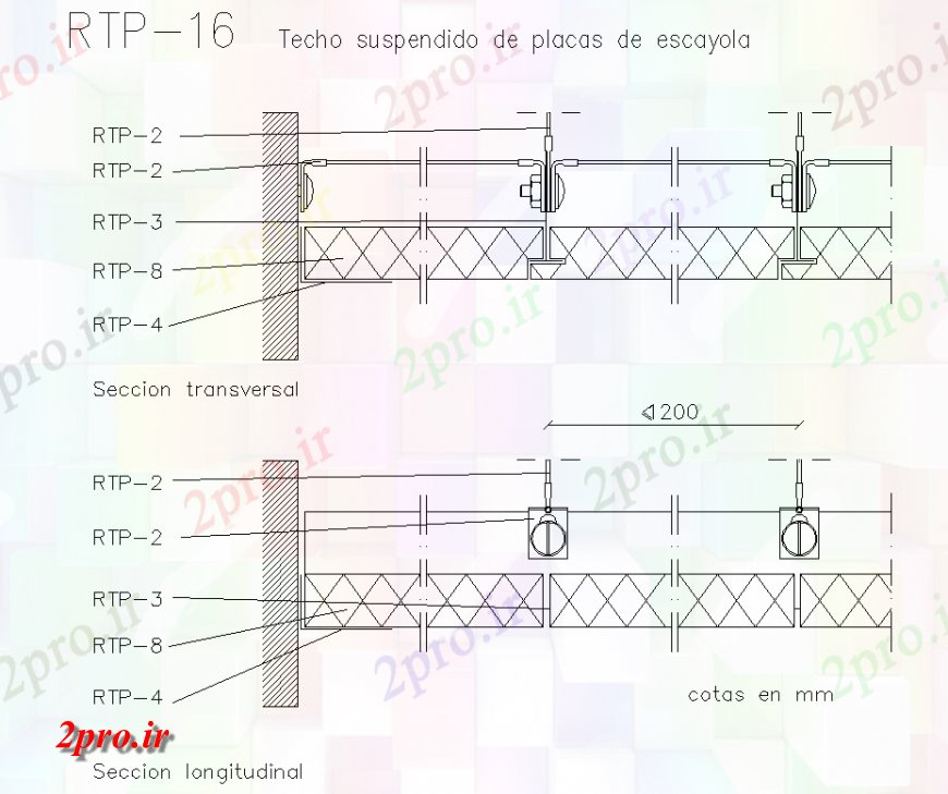 دانلود نقشه جزئیات پله و راه پله  سقف های کاذب از صفحات گچ بخش جزئیات (کد137055)