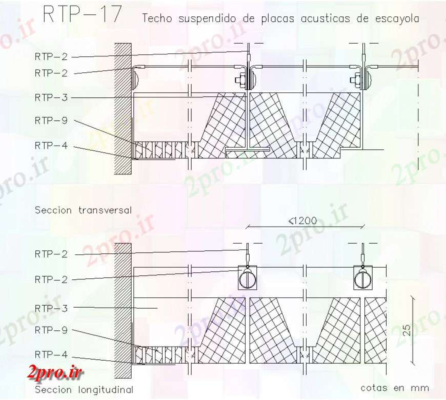 دانلود نقشه طراحی جزئیات تقویت کننده سقف های کاذب گچی پانل های آکوستیک ، قسمت های اتوکد (کد137057)