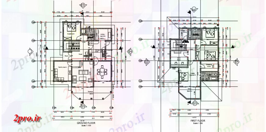 دانلود نقشه مسکونی ، ویلایی ، آپارتمان بالای طرحی معماری طرحی جزئیات 12 در 14 متر (کد137074)