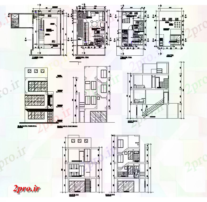 دانلود نقشه مسکونی ، ویلایی ، آپارتمان آپارتمان نما جزئیات ساختار، برنامه ریزی و بخش چیدمان 4 در 6 متر (کد137094)