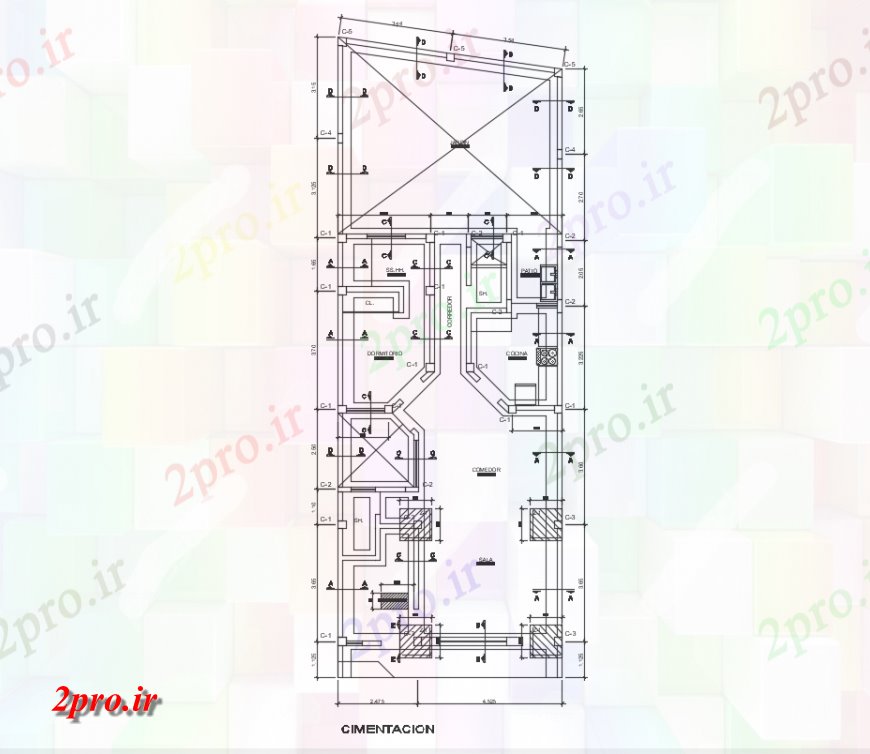 دانلود نقشه بلوک ، آرام ، نماد خانه معماری 7 در 20 متر (کد137105)