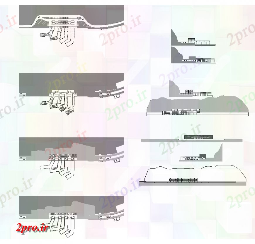 دانلود نقشه ساختمان اداری - تجاری - صنعتی مرکز تجاری نما جزئیات پیچیده و طرحی دو بعدی 74 در 82 متر (کد137116)