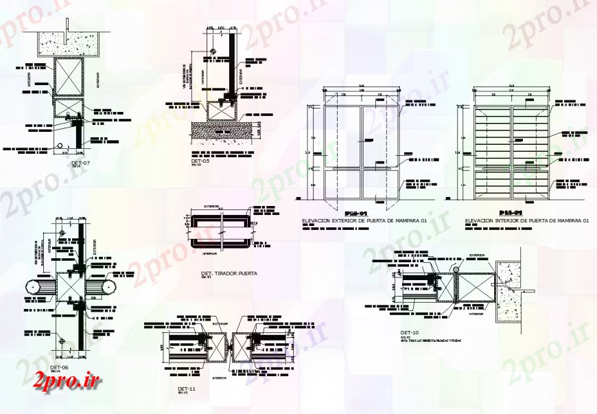 دانلود نقشه جزئیات طراحی در و پنجره  نما پنجره و بخش  دو بعدی   طرحی DGW (کد137132)