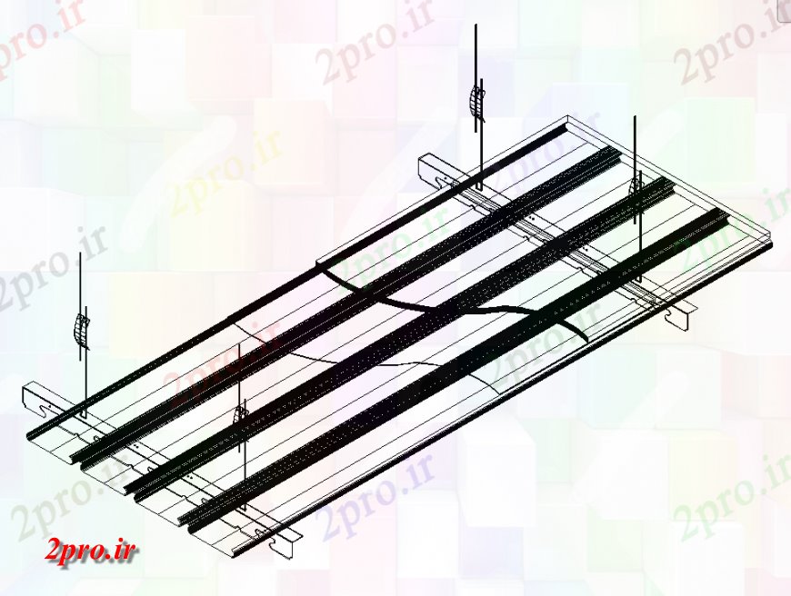 دانلود نقشه جزئیات پله و راه پله  صفحه های چوبی نمای ایزومتریک  (کد137156)