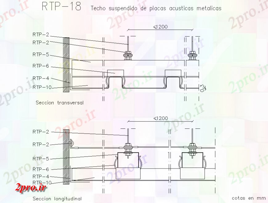 دانلود نقشه اتوماسیون و نقشه های برق سقف های کاذب از صفحات آکوستیک metallocas جزئیات (کد137160)