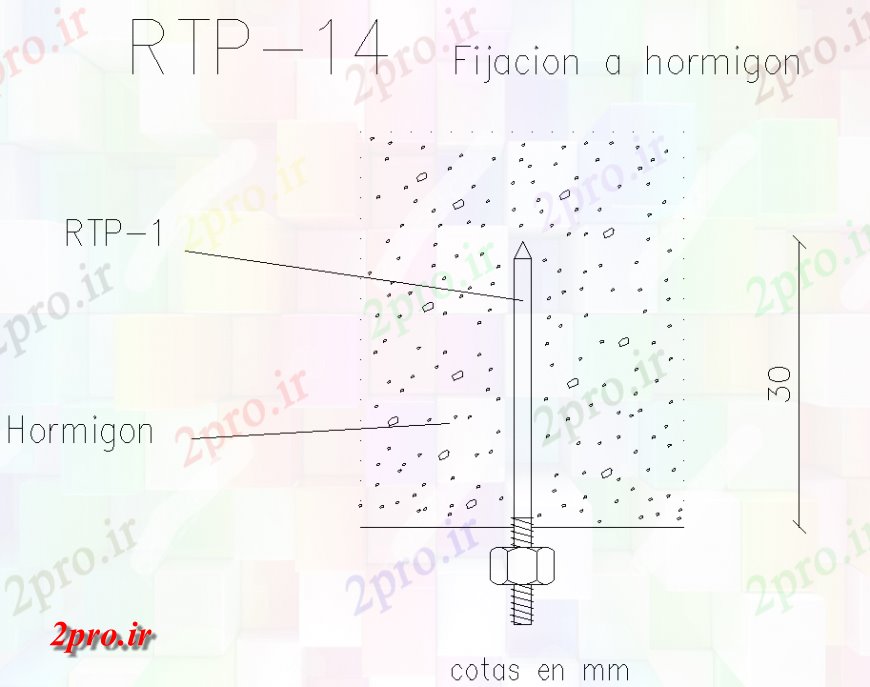 دانلود نقشه طراحی جزئیات تقویت کننده تثبیت به بخش بتن   (کد137165)