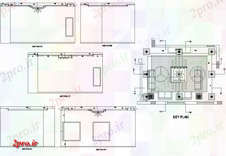 دانلود نقشه طراحی جزئیات تقویت کننده طراحی سالن سقف اصلی و بخش 20 در 26 متر (کد137195)