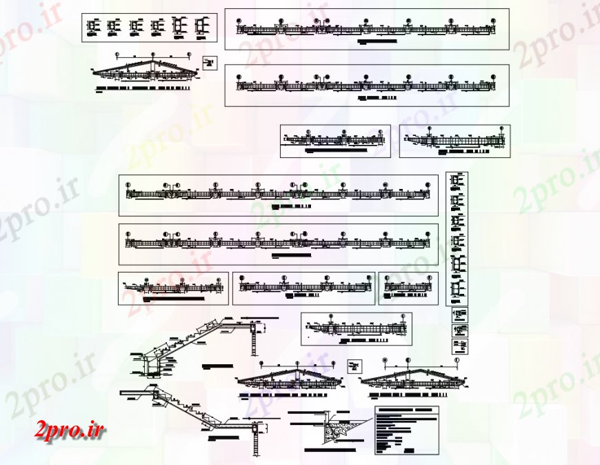 دانلود نقشه جزئیات پله و راه پله راه پله ساخت و ساز و پرتو برنامه پایه و اساس جزئیات ساختار 36 در 36 متر (کد137202)