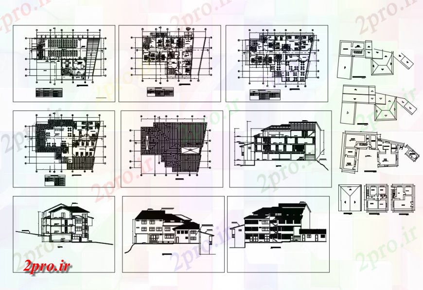 دانلود نقشه مسکونی ، ویلایی ، آپارتمان آپارتمان مسکن ساخت و ساز نما، بخش و طرحی طبقه جزئیات 15 در 25 متر (کد137221)