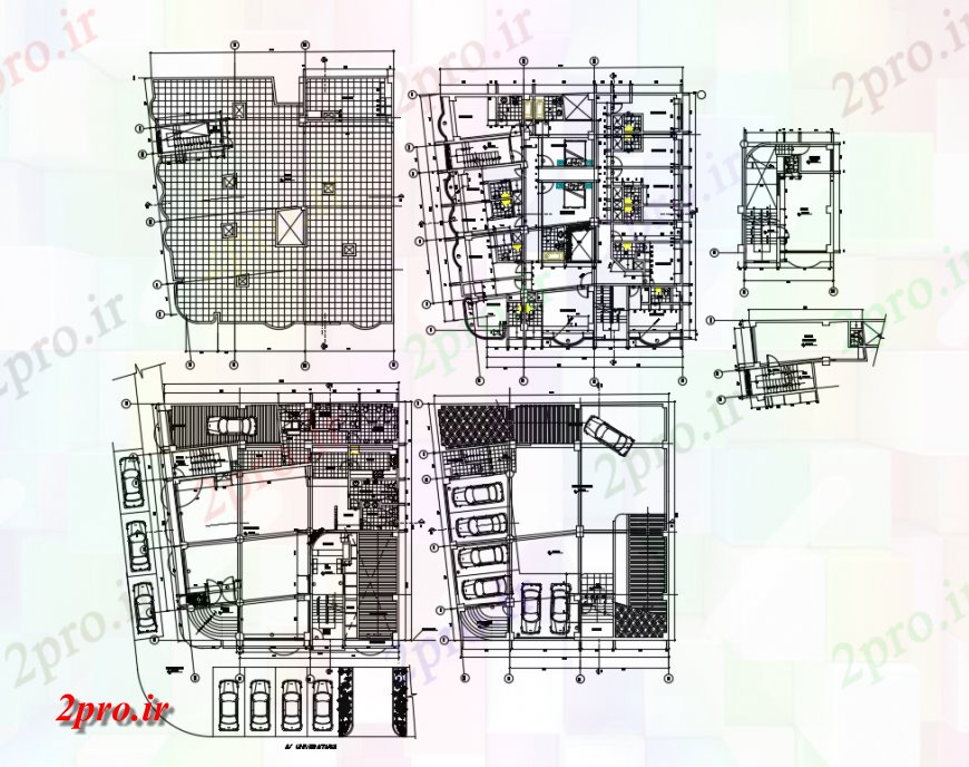 دانلود نقشه هتل - رستوران - اقامتگاه جزئیات طراحی کف از چند سطح تجملات هتل طراحی جزئیات 19 در 19 متر (کد137231)