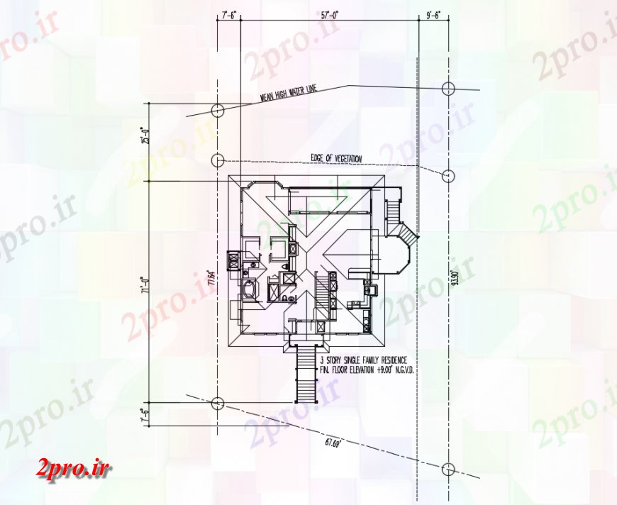 دانلود نقشه مسکونی  ، ویلایی ، آپارتمان  سه دان جزئیات طرحی اقامت تک خانواده طرحی طبقه اول (کد137249)