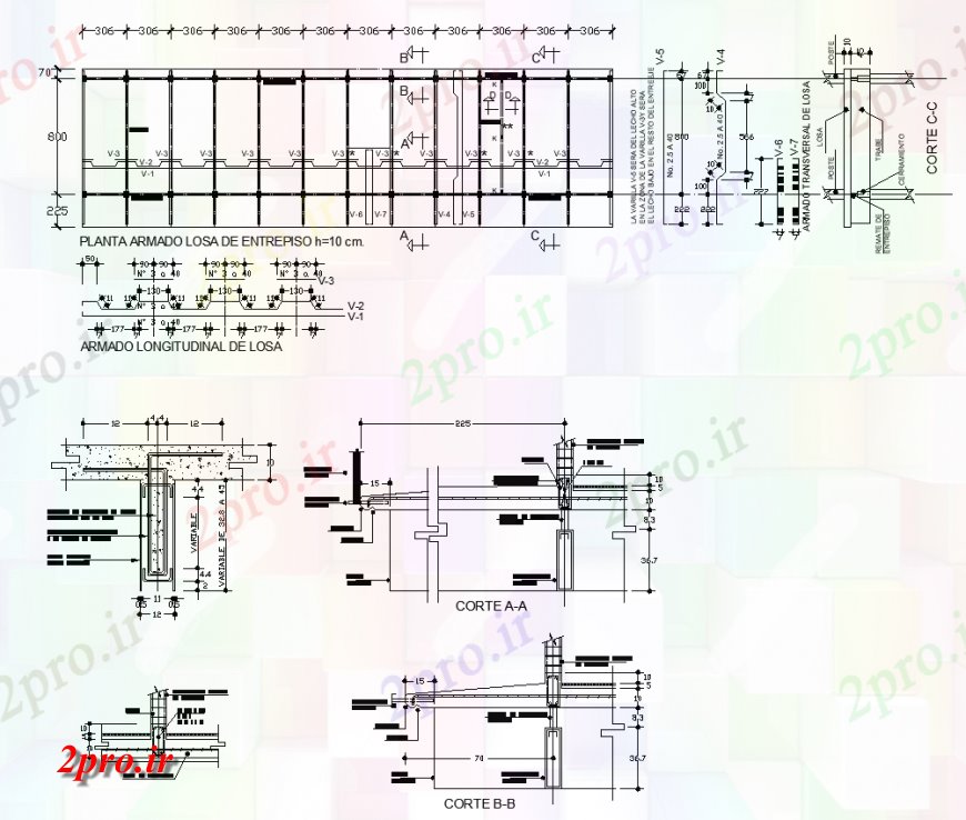 دانلود نقشه طراحی جزئیات ساختار طولی دال ساختار جزئیات طرحی  دو بعدی   طرحی ساختار  (کد137278)