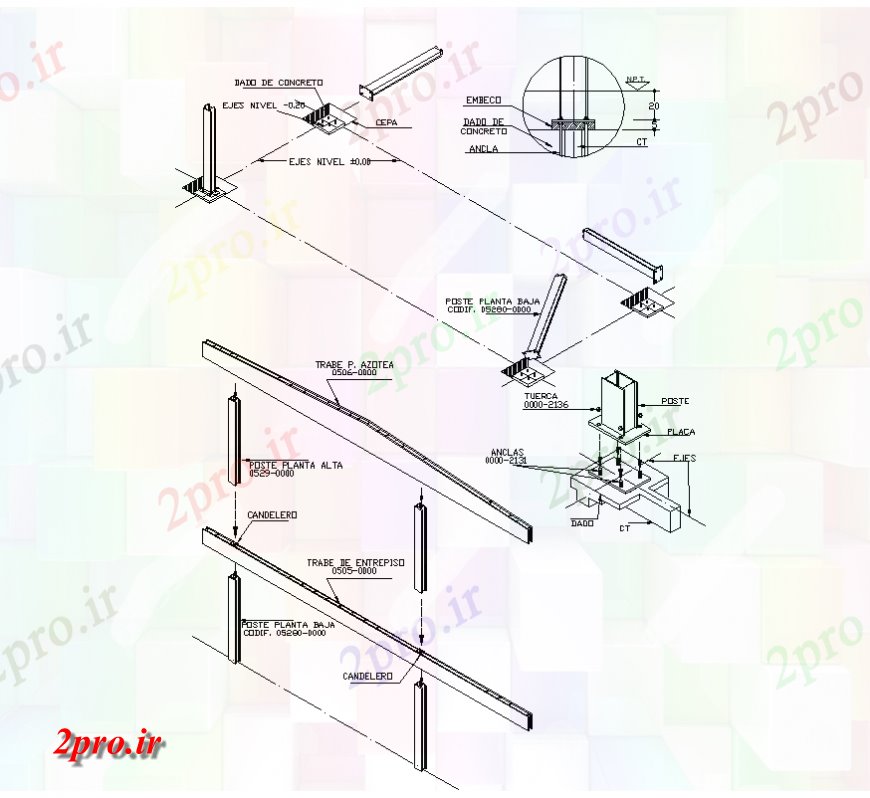 دانلود نقشه طراحی جزئیات ساختار ستون و دروازه ورودی ساختار جزئیات  دو بعدی   چیدمان اتوکد (کد137280)